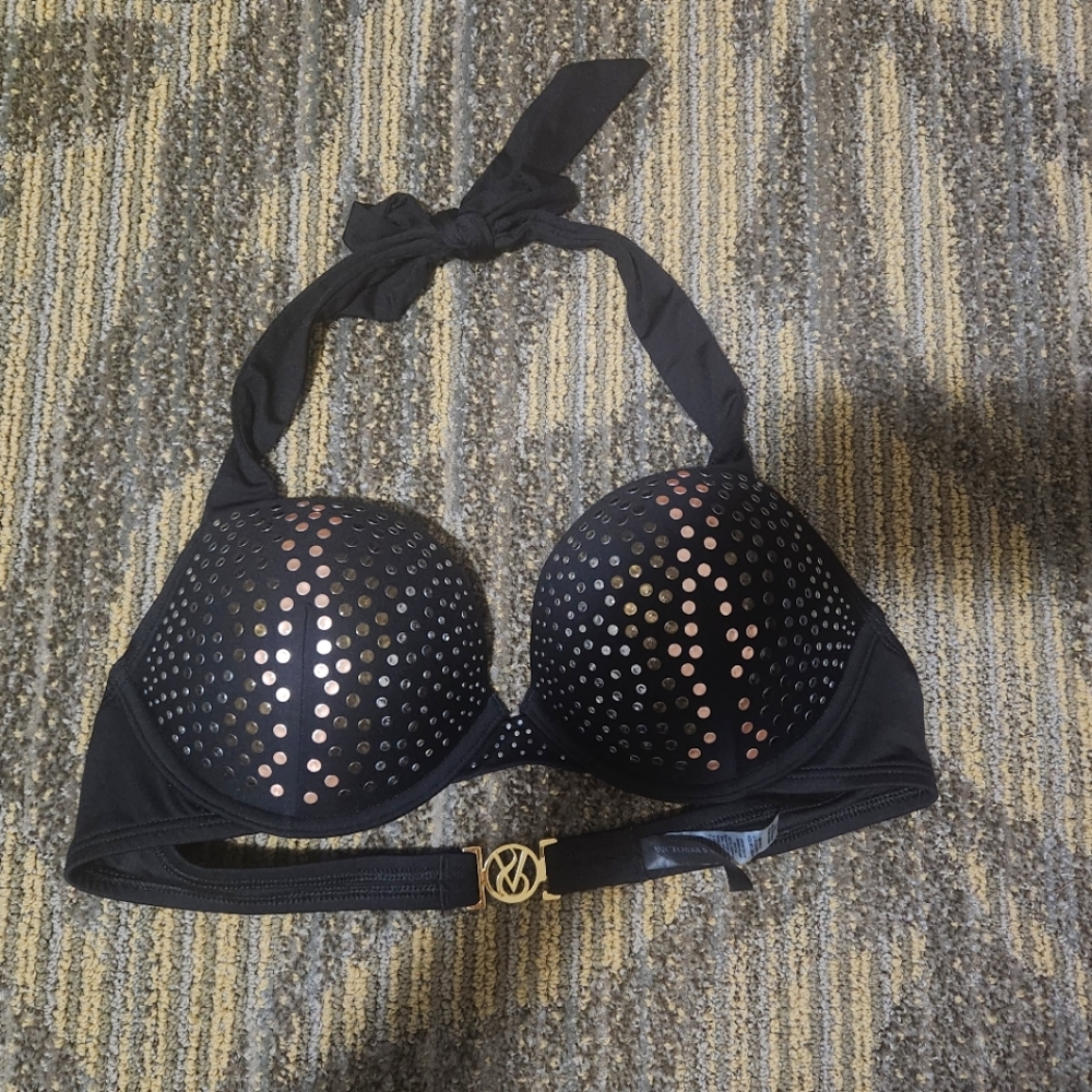 VICTORIAS SECRET - Bombshell Bathing Suit Top, Padded, 34B, Black